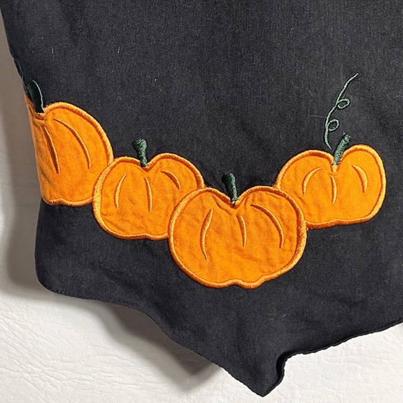 Black Silk Vest with Orange Pumpkin Embroidery Medium - Picture 3 of 7